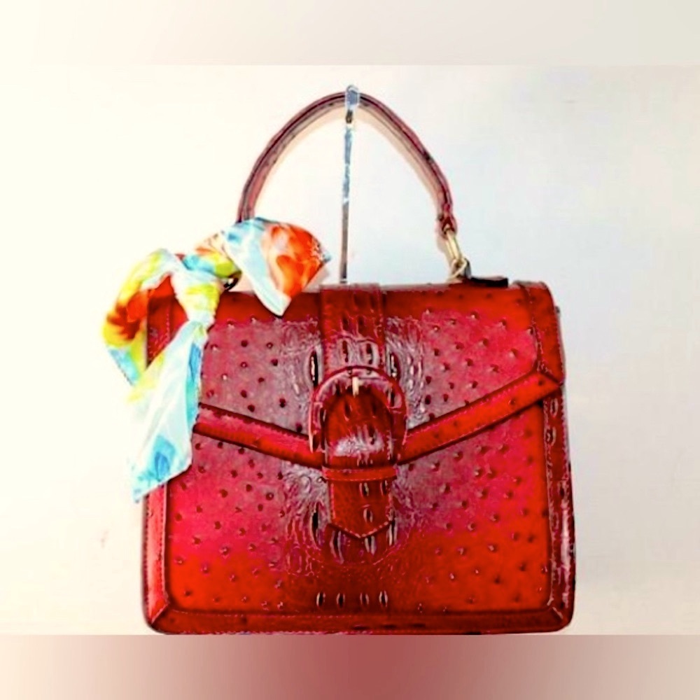 La Miel Red Vegan Crocodile Embossed Faux Leather Handbagw/crossbody NewWithTag